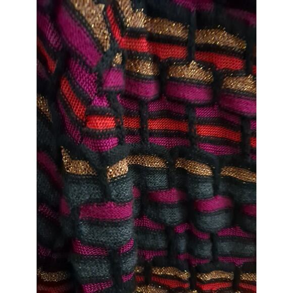 Lane Bryant Sweater Dress 18/20 Striped Square Neck Knit Gold Knee Lenth Pnk Blk - Picture 6 of 9